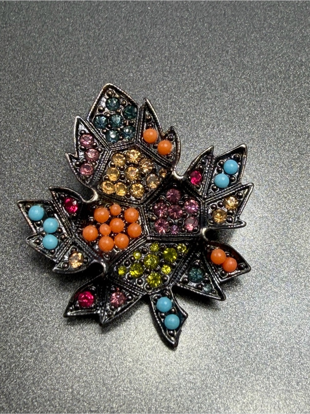 D’Orlan Maple Leaf Brooch Japanned finish #46SB